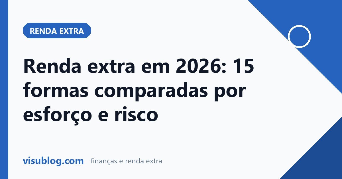 Ilustração do artigo sobre formas de renda extra: 15 formas de renda extra em 2026 comparadas por risco